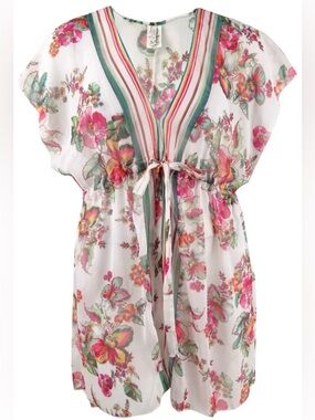 Becca Women's Plus Emma Tunic Swim Top Cover-Up (1X  Multi)